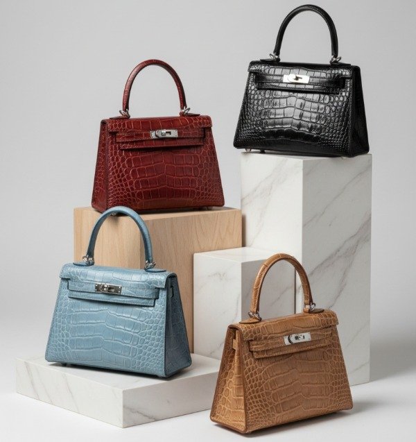 Producto - Cartera de mano cuero croco modelo "KL" - 7