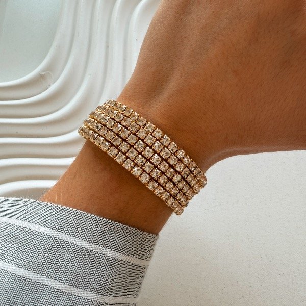 Producto - Brazalete de stras flexible dorado