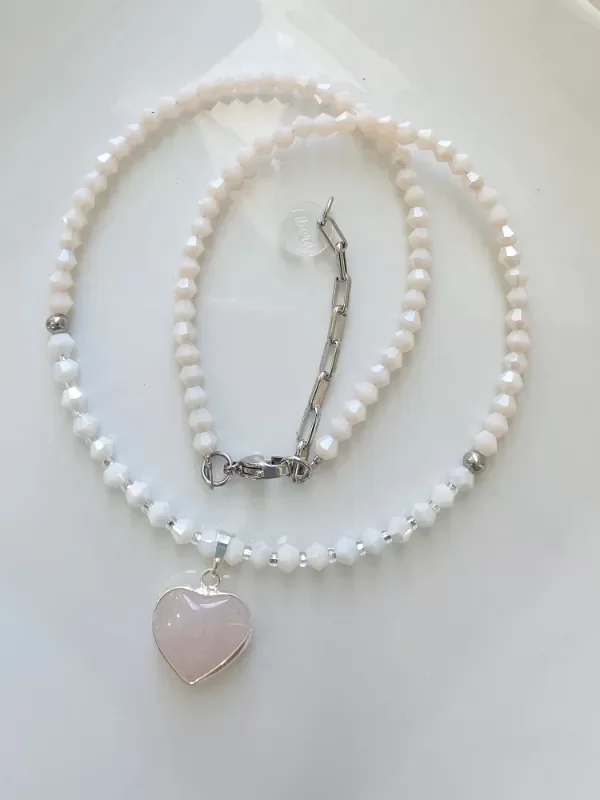 Producto - Collar corazón cuarzo rosa