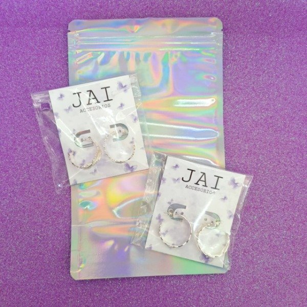 Producto - Set x2 semi argollas de Acero Blanco MOD1