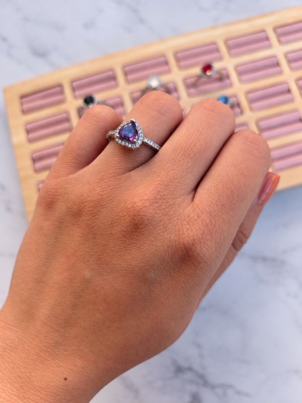 Producto - Anillo de la promesa corazón violeta plateado - 0