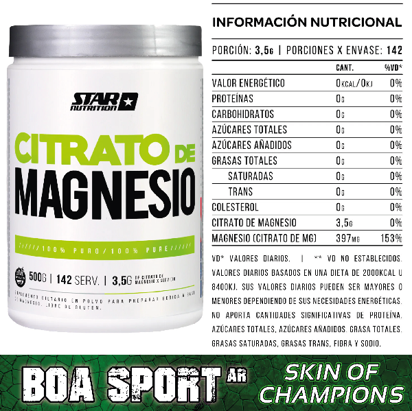 Producto - Citrato de Magnesio Sin Sabor - Polvo 500 Gr