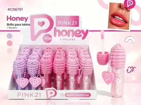 Producto - PINK 21 LIP GLOSS CON LLAVERO HONEY