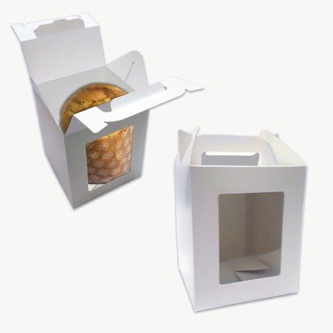 Producto - CAJA PAN DULCE INDIVIDUAL  - BLANCO C/VISOR 10,5X10,5X11,5
