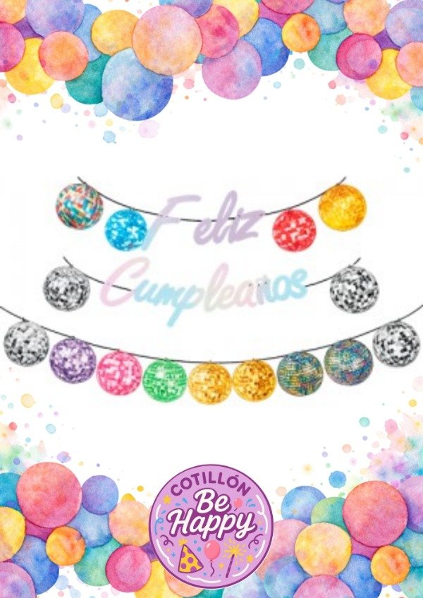 Producto - BANDERIN FELIZ CUMPLEAÑOS BOLICHE MULTICOLOR