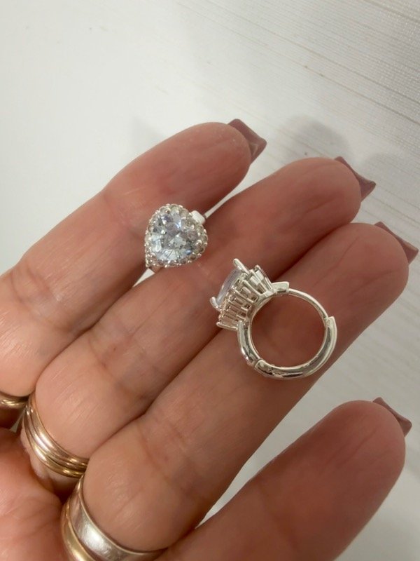 Producto - Argollitas corazón acero blanco