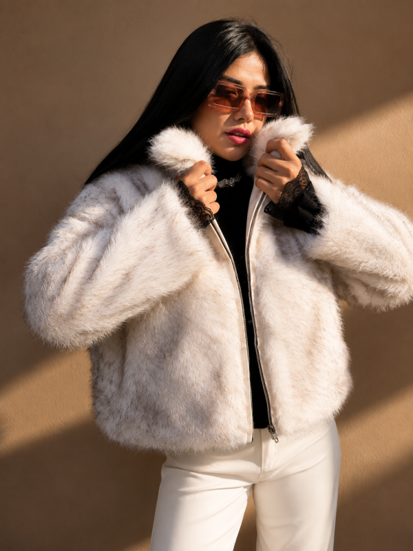 Producto - Campera Piel Blanco Beige