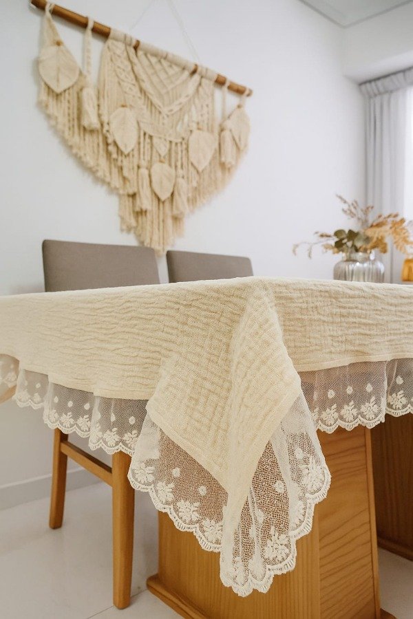 Producto - Mantel gasa Morroqui y puntilla de tull bordada