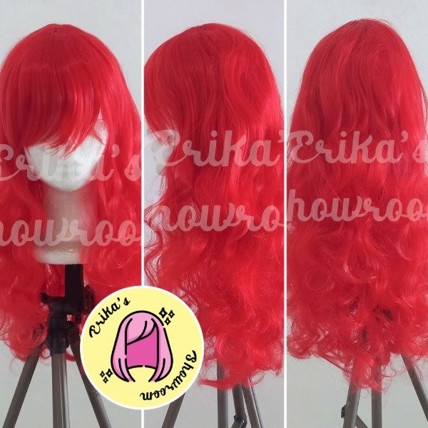 Producto - Peluca larga bucles con flequillo rojo 113