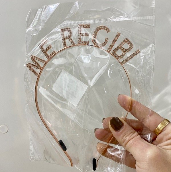 Producto - Vincha Strass "Me Recibí" Rosa gold