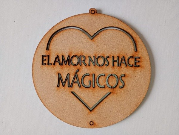 Producto - Atrapasueño circulo con frase "El amor nos hace mágicos"