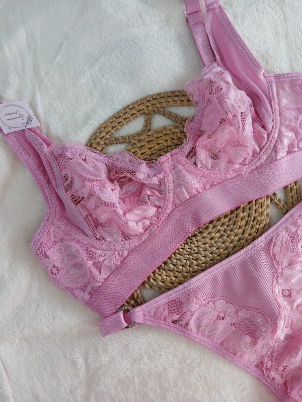 Producto - Conjunto morley encaje con aro rosa T.90