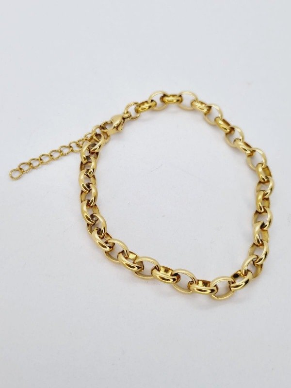 Producto - Pulsera acero dorado rolo oval ypul615