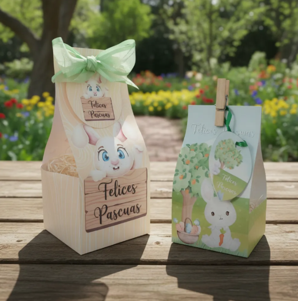 Producto - Kit Imprimible x 6 Porta Huevo Conejito Felices Pascuas - 0