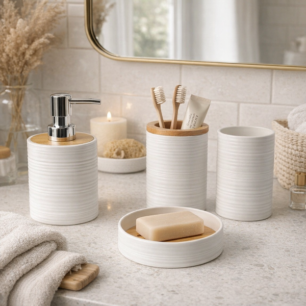 Producto - Set de baño plástico + bambú