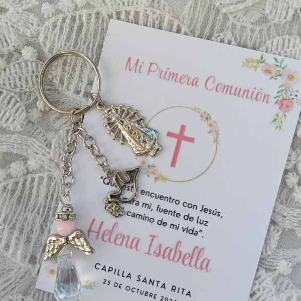 Producto - LLavero Angel de cristal  mas tarjeta personalizada