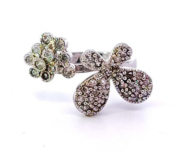 Producto - Anillo Mariposa y Flor con Cristales Engarzados