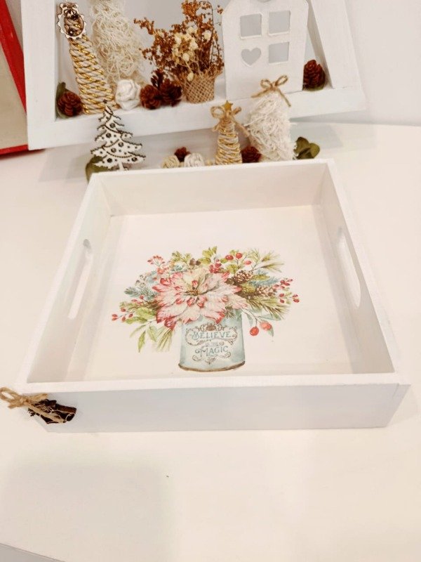 Producto - Bandeja 20x20 flores rosas