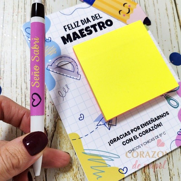 Producto - TARJETON para Post it y Señalador Día del Maestro - 1