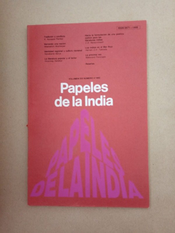Producto - Papeles de la India Vol XXI #4 - Narasimhaiah Taboada Paniker - 1992