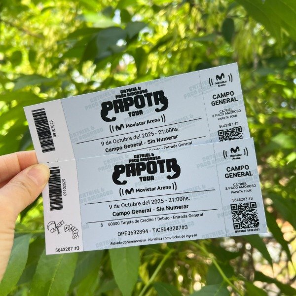 Producto - Entradas de recuerdo 14x6 SIMIL REALES - CA7RIEL Y PACO Papota Tour