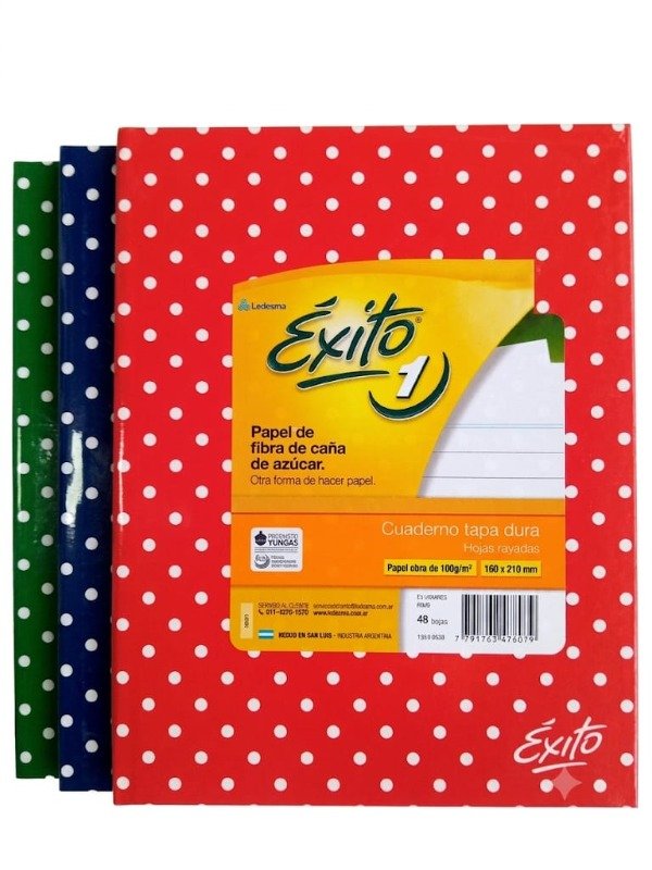 Producto - Cuaderno Éxito N 1 - Tapa Dura Lunares - 48 Hojas RAYADAS - 16 x 21 cm. - 0