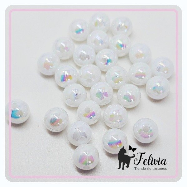 Producto - Bolita plástica blanco tornasol 8mm x 20 g