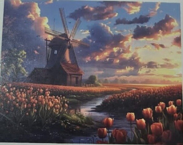 Producto - DIAMOND PAINTING 30X40 MOLINO DE TULIPANES