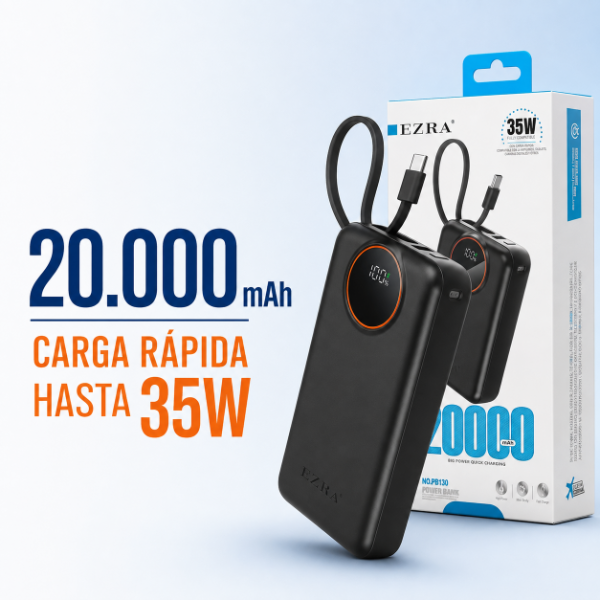 Producto - Cargador Portátil  35W - 20000mAh Salida 2USB - 2C-C  PB130. - 1