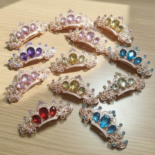 Producto - BROCHE METAL P/PELO C/DIAMANTE X12PC