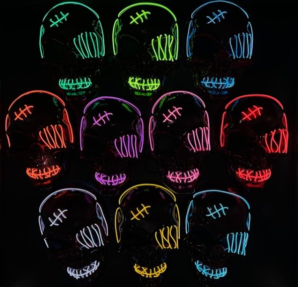 Producto - YJ0917 Máscara Calavera Con Luz Led Neón
