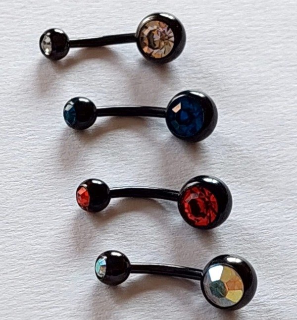 Producto - Ombligo doble strass negro