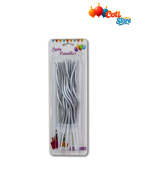 Producto - Vela Espiral Plateada x6 Unidades
