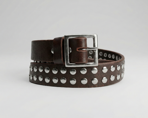 Producto - Cinto Café con Tachas Plateadas