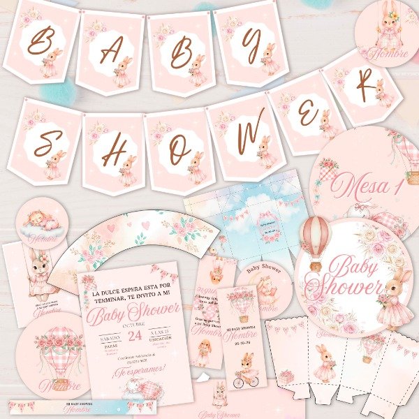 Producto - Archivo digital: Baby Shower conejitos