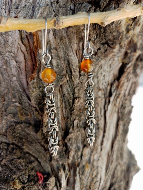 Producto - Aros punto peruano Ágata cornalina