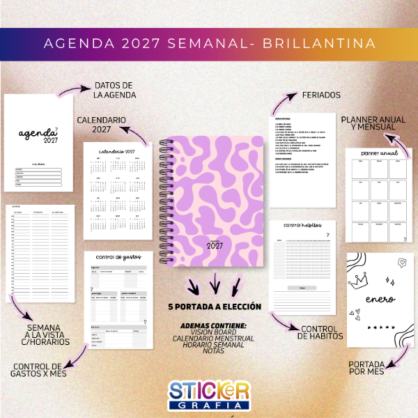 Producto - Agenda 2027 Semanal Brillantina