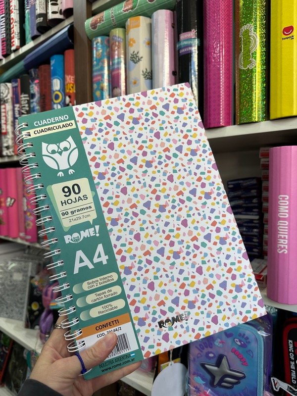 Producto - Cuaderno A4 Confetti Cuadriculado