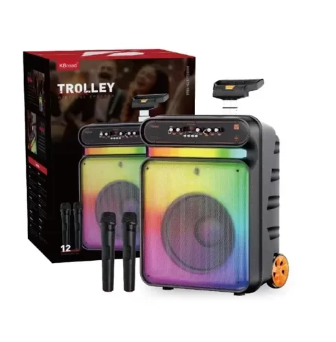 Producto - Parlante Bluetooth 12" KTS-1848 - Con carrito y microfonos inalambricos