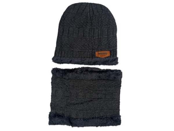 Producto - Conjunto GORRO/CUELLO Interior Simil Piel GRIS - 1