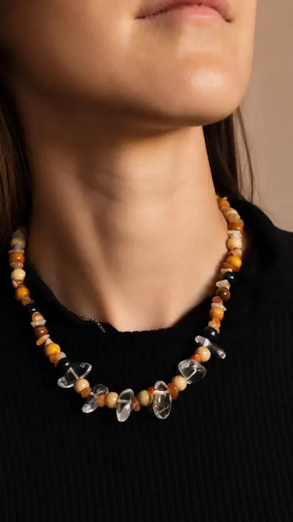 Producto - Collar ALINA Cuarzo Cristal y Cornalina