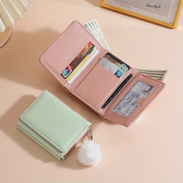 Producto - Billetera conejito con pompom Verde agua - 1