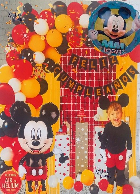 Producto - Set de Globos Mickey Rojo Negro y Deco Party . 78 Artículos - 0