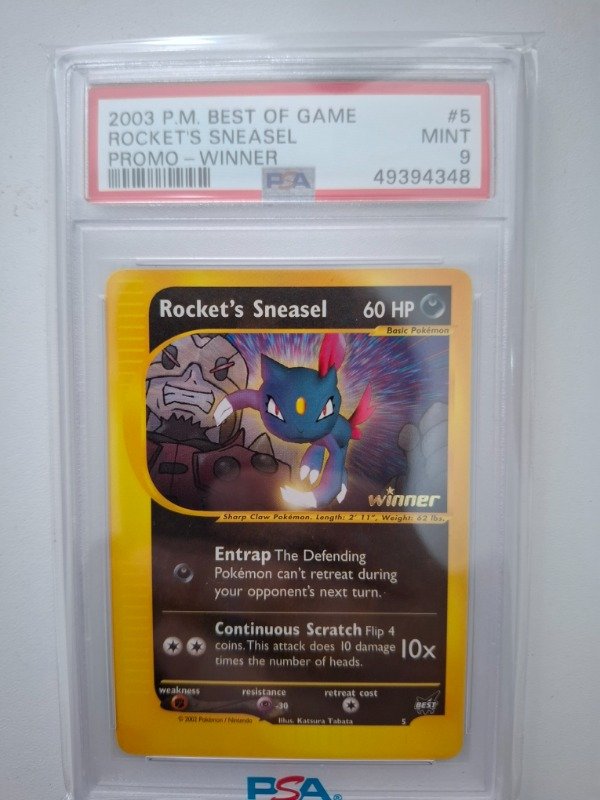 Producto - PSA 9 MINT Rocket's Sneasel # 5 WINNER Best of Game PROMO Pokemon Card