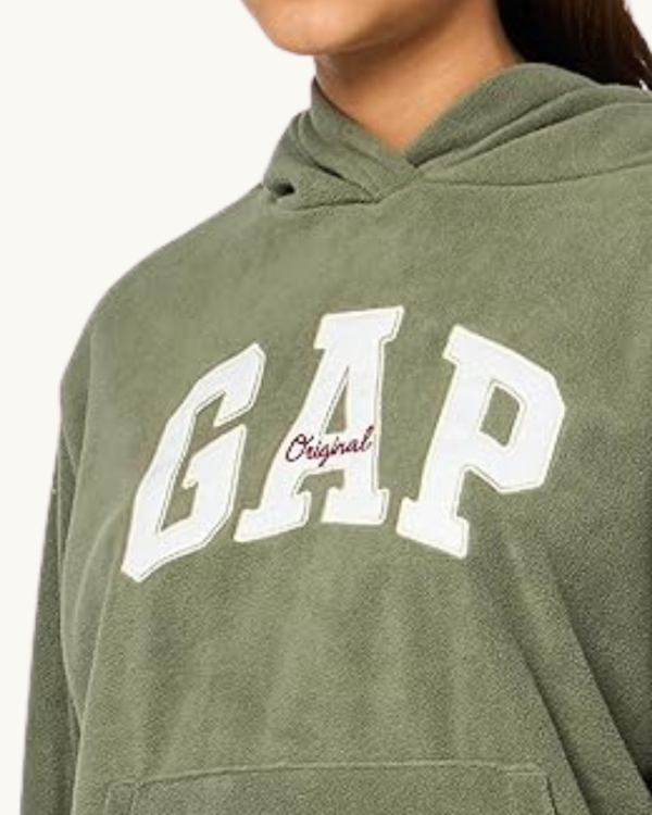 Producto - Buzo GAP Mujer con Capucha Verde y Logo Bordado