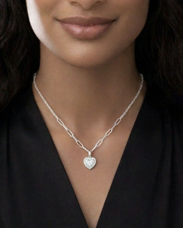 Producto - Collar, Corazón de Plata y Zircon - 1