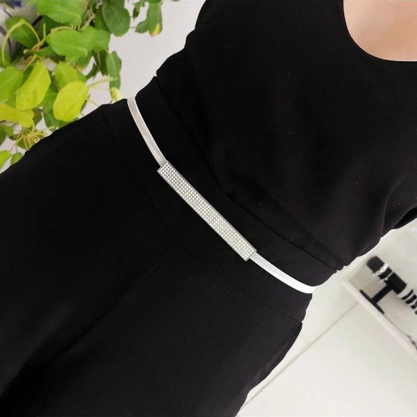 Producto - Cinto plateado elastizado modelo liso y con brillos - 4