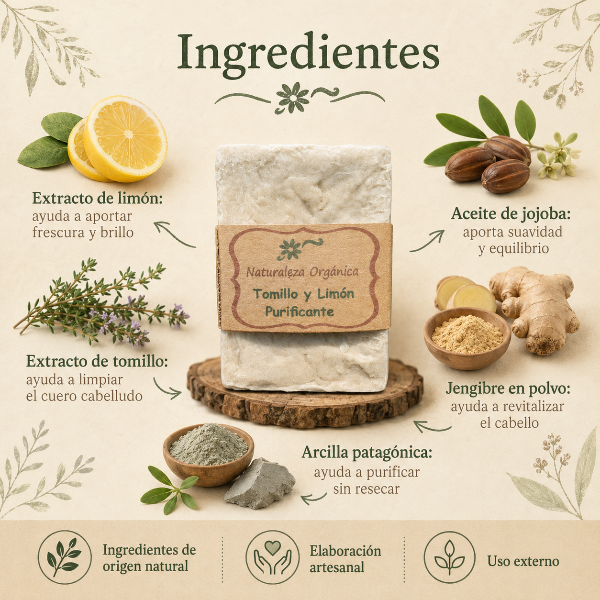 Producto - Champú Sólido Tomillo y Limón Purificante - para Cabellos Grasos - 2