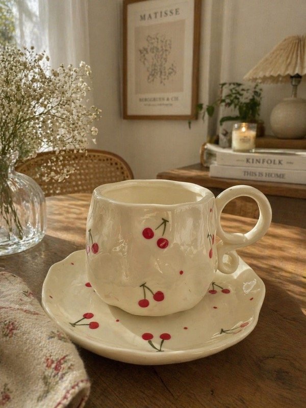 Producto - Tazón con plato cerezo premium