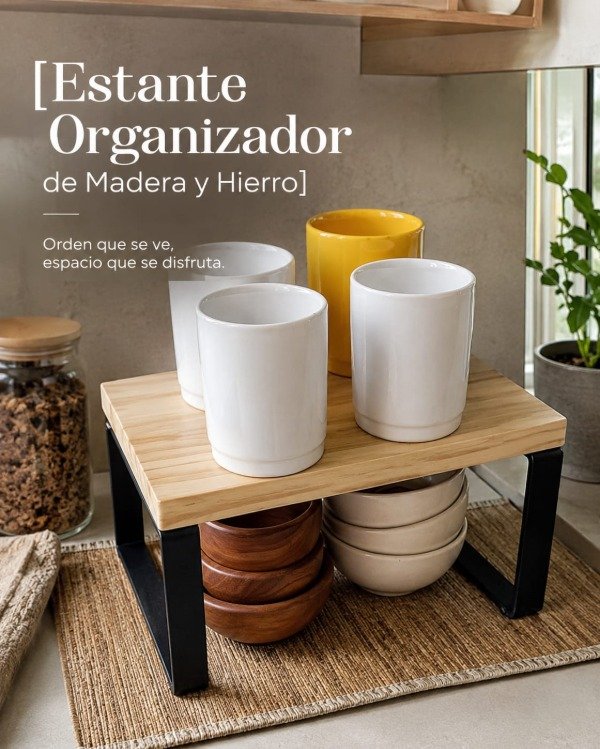 Producto - Estante Organizador Madera y Hierro - 4